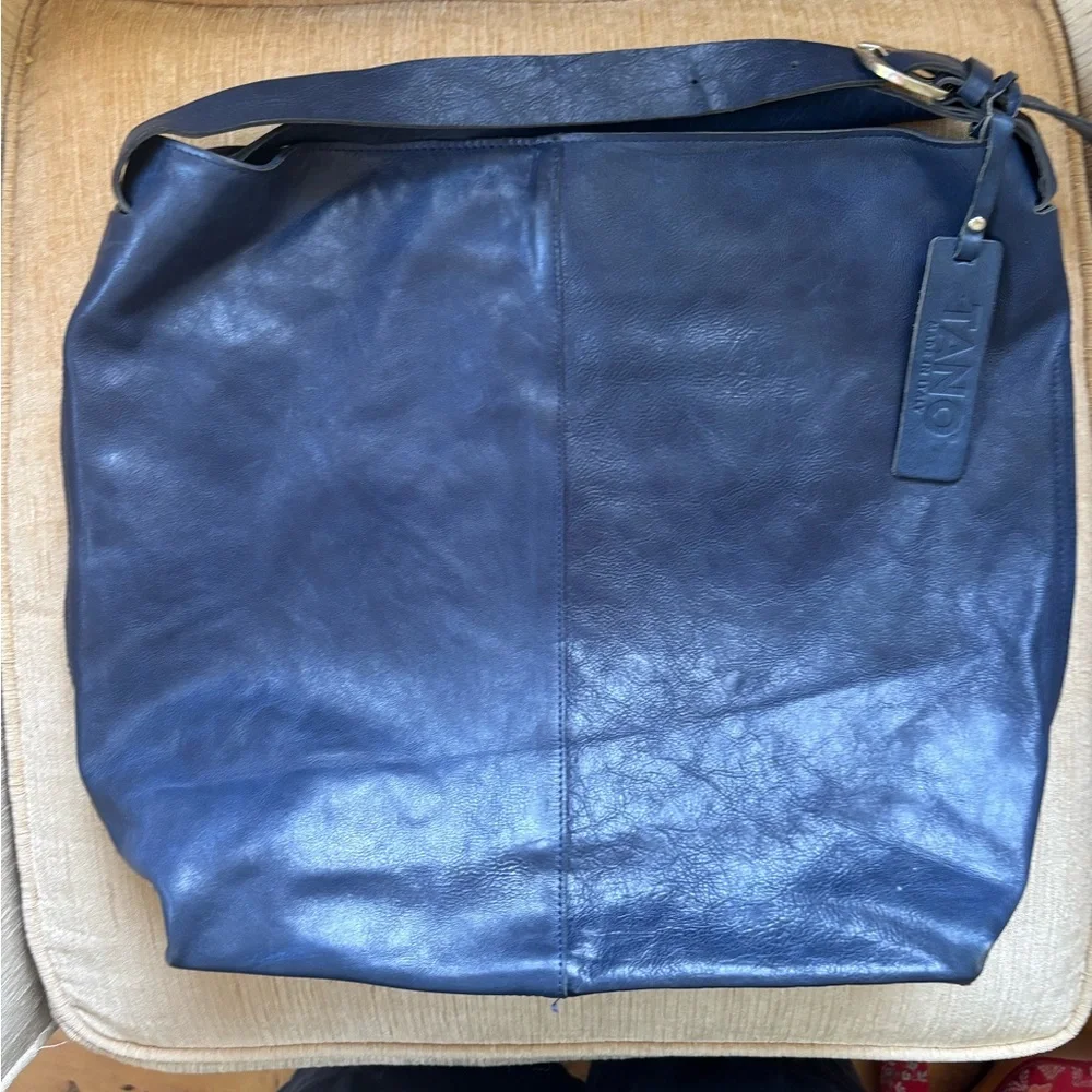 Tano Navy Leather Tote - Picture 1 of 6